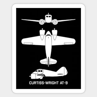 Curtiss-Wright AT-9 Plane WW2 Silhouette Recognitions Diagrams Magnet